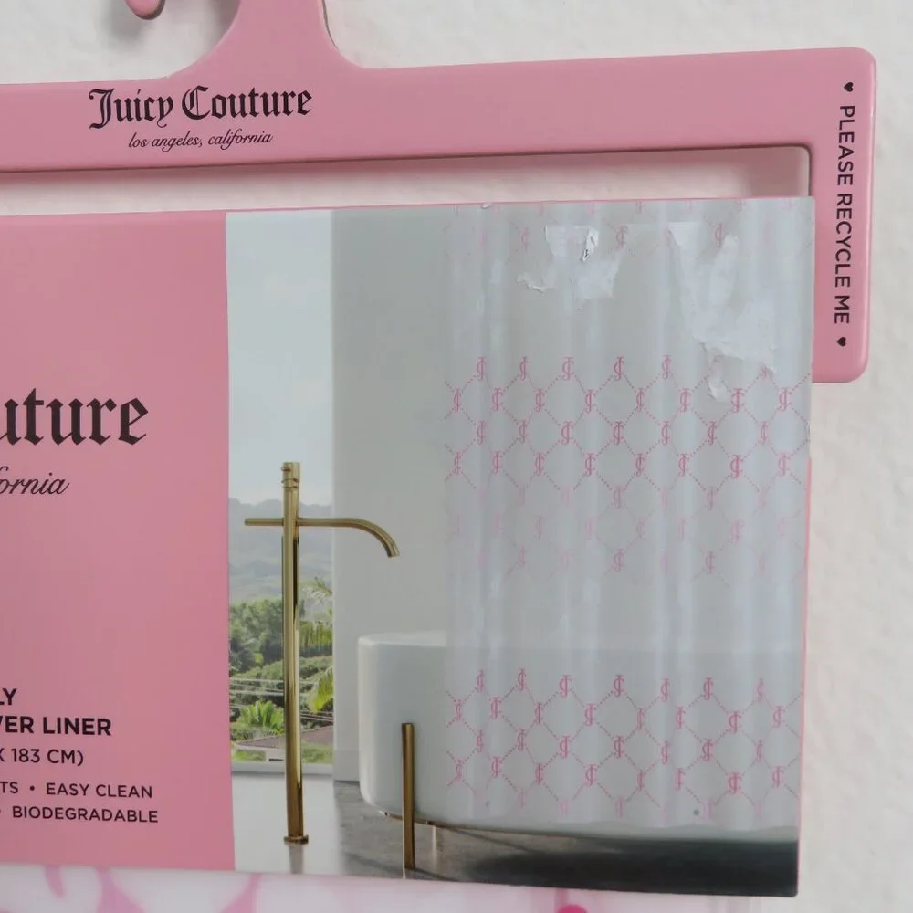 (#117) Juicy Couture PEVA Pink Logo Shower Curtain Liner Bathroom 70x72